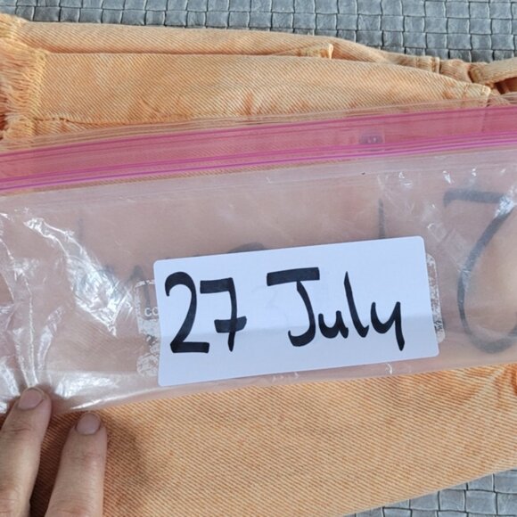 Stradivarius NEW Orange 100% Cotton Blend Raw Edge Denim Jean Short Size 0 NWT - Picture 12 of 12